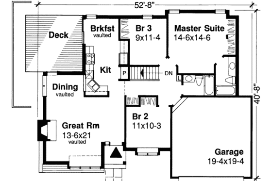 Floor Plan - Main Floor for Ranch House Plan #320-118 - 3 bed, 2 bath