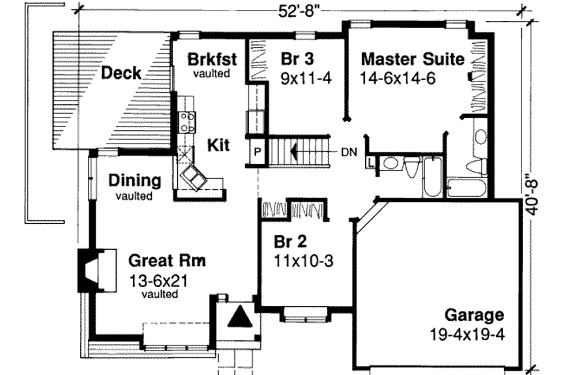 Home Plan - Floor Plan - Main Floor for Ranch House Plan #320-118 - 3 bed, 2 bath