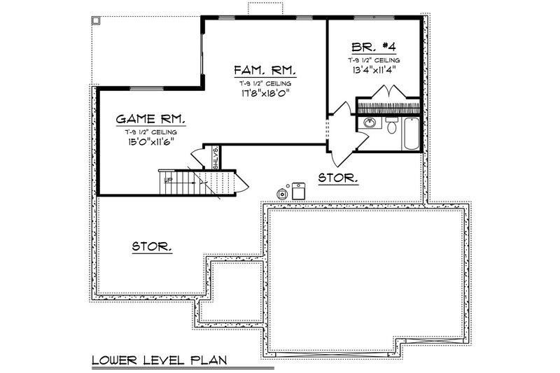 Architectural House Design - Floor Plan - Lower Floor for Modern House Plan #70-1526 - 4 bed, 3 bath