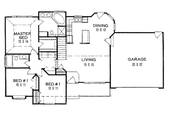 Floor Plan - Main Floor for Traditional House Plan #58-121 - 3 bed, 2 bath