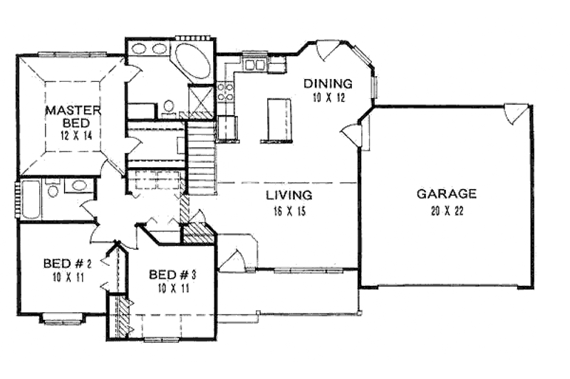 Architectural House Design - Floor Plan - Main Floor for Traditional House Plan #58-121 - 3 bed, 2 bath