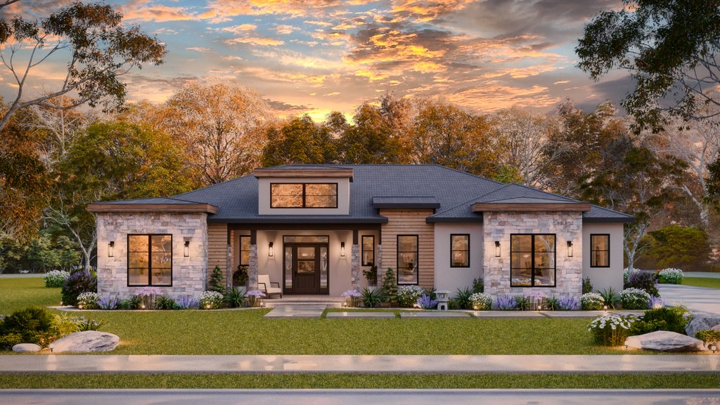 Exterior - Front Elevation 2 for Contemporary House Plan #119-474 - 3 bed, 3 bath