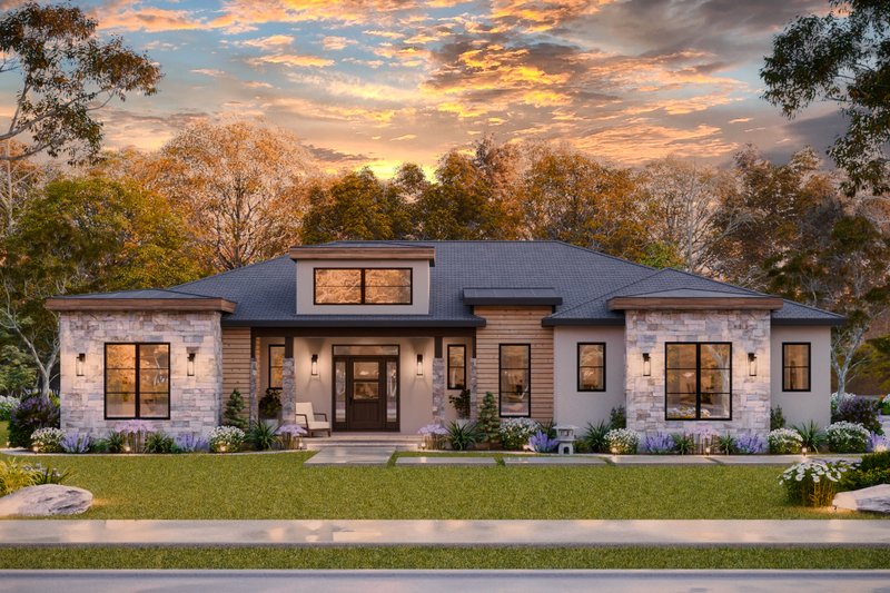 Dream House Plan - Exterior - Front Elevation 2 for Contemporary House Plan #119-474 - 3 bed, 3 bath