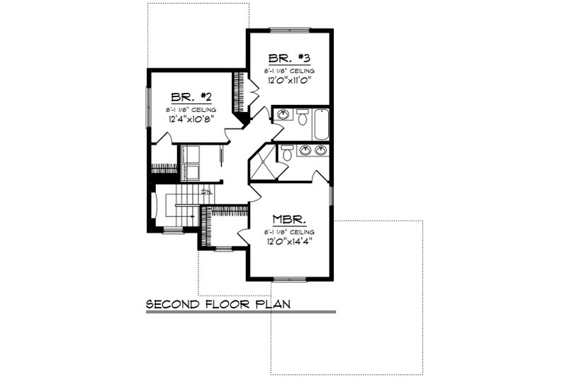 House Plan Design - Floor Plan - Upper Floor for Craftsman House Plan #70-1415 - 3 bed, 2.5 bath