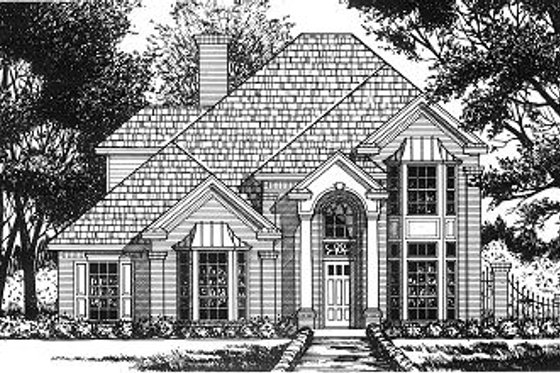 Exterior - Front Elevation for European House Plan #40-391 - 3 bed, 2.5 bath
