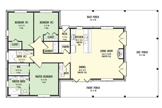 Floor Plan - Main Floor for Barndominium House Plan #1092-33 - 3 bed, 2 bath