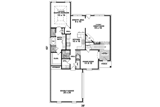Floor Plan - Main Floor for European House Plan #81-481 - 3 bed, 2.5 bath