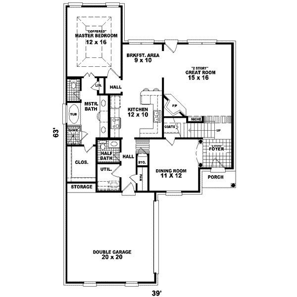 Floor Plan - Main Floor for European House Plan #81-481 - 3 bed, 2.5 bath