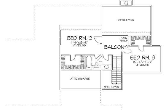 Floor Plan - Upper Floor for European House Plan #320-389 - 3 bed, 2.5 bath
