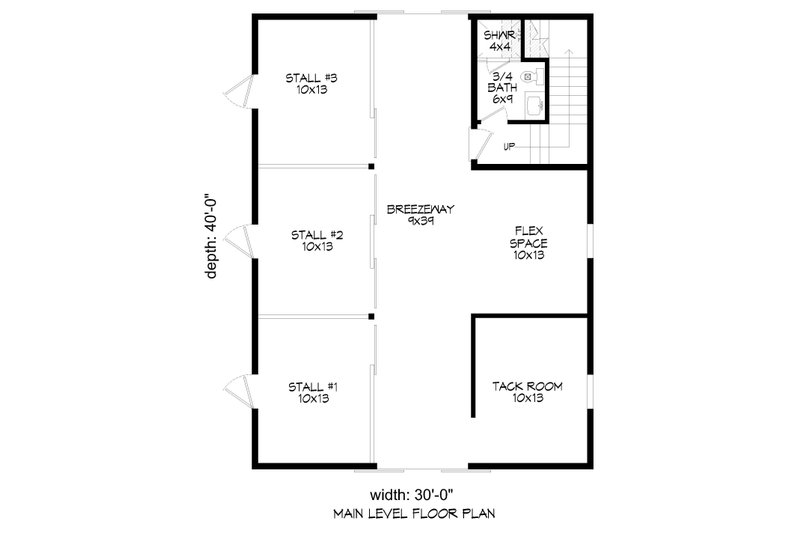 House Blueprint - Floor Plan - Lower Floor for Barndominium House Plan #932-1330 - 2 bed, 2 bath