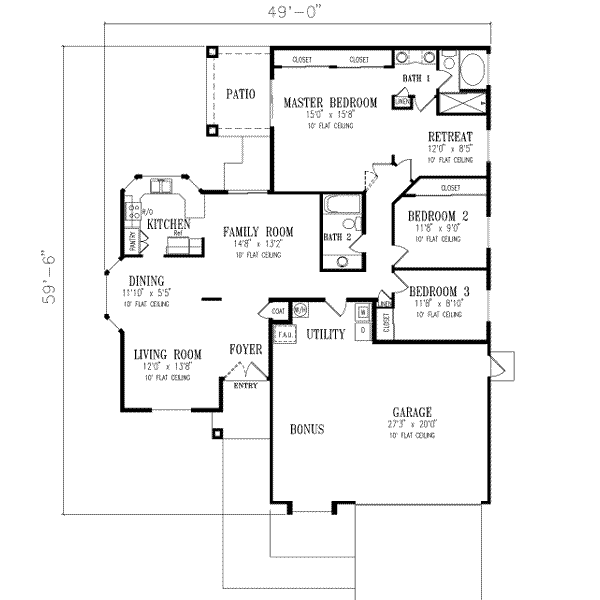 Dream House Plan - Adobe / Southwestern Floor Plan - Main Floor Plan #1-302