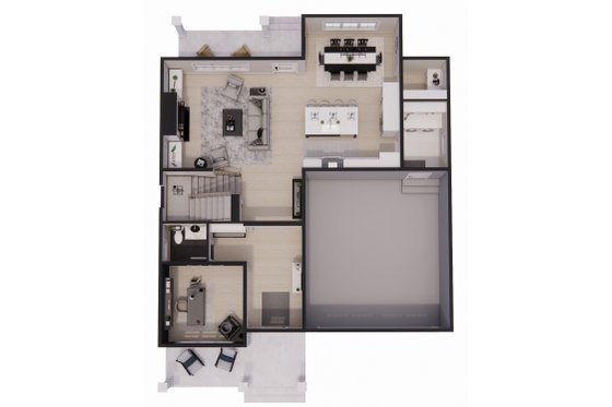 Floor Plan - Main Floor 1 for Bungalow House Plan #51-1355 - 3 bed, 2.5 bath