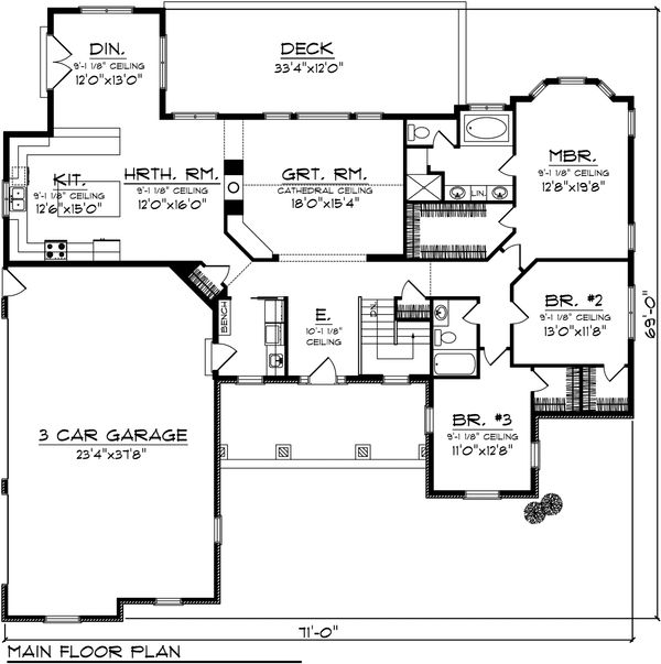 House Plan Design - Ranch Floor Plan - Main Floor Plan #70-1101