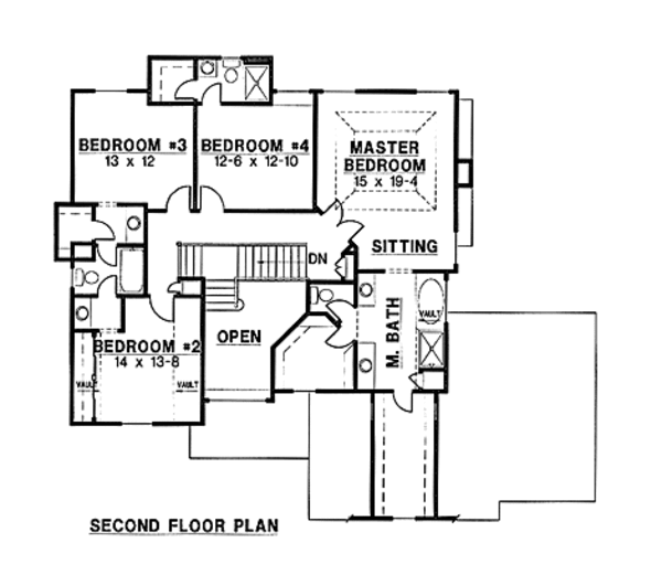 Traditional Floor Plan - Upper Floor Plan #67-147
