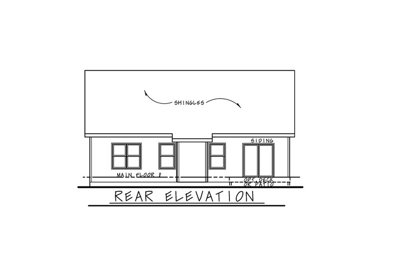 Architectural House Design - Exterior - Rear Elevation for Craftsman House Plan #20-2604 - 2 bed, 2 bath
