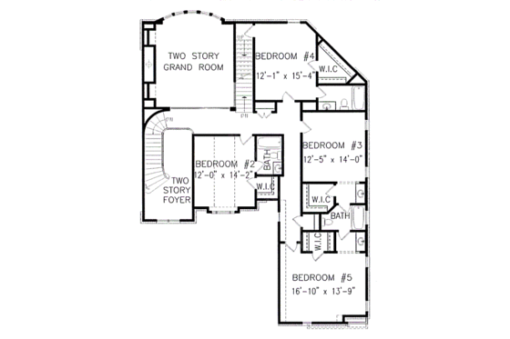 Floor Plan - Upper Floor for European House Plan #54-163 - 5 bed, 4.5 bath