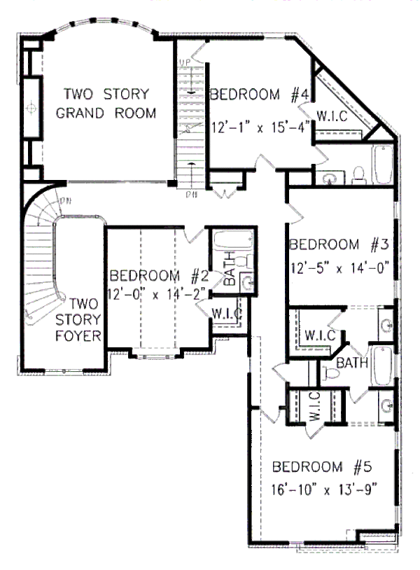 House Blueprint - European Floor Plan - Upper Floor Plan #54-163