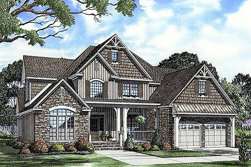 Home Plan - Craftsman style house design, front elevation