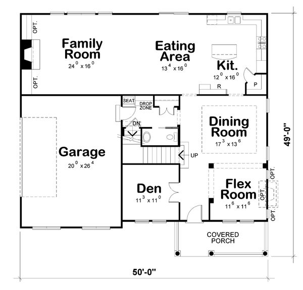 Home Plan - Traditional Floor Plan - Main Floor Plan #20-2422