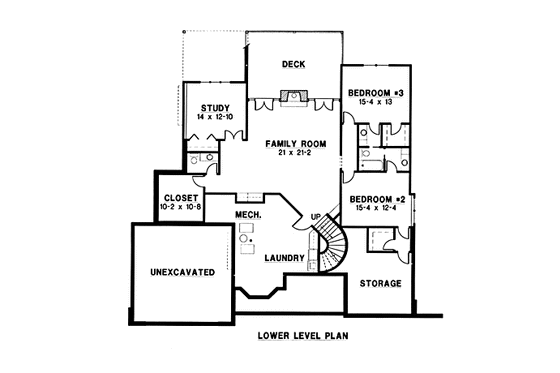 Floor Plan - Lower Floor for European House Plan #67-155 - 3 bed, 4 bath