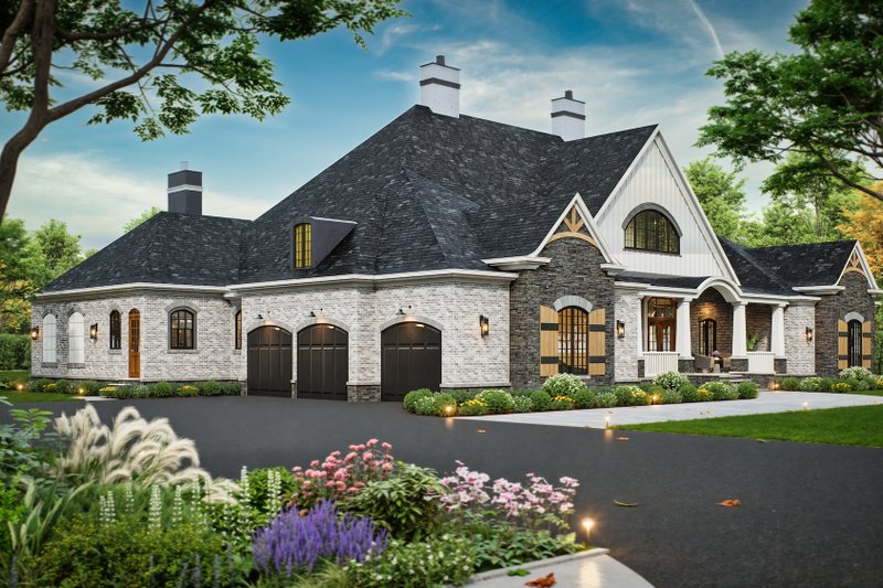 Home Plan - Exterior - Front Elevation 4 for European House Plan #119-350 - 3 bed, 3.5 bath