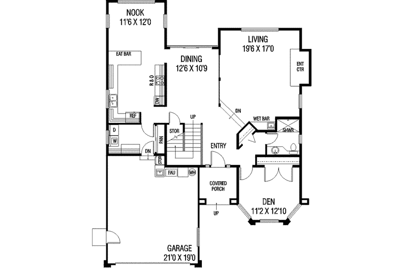 House Blueprint - Floor Plan - Main Floor for Mediterranean House Plan #60-119 - 3 bed, 3 bath