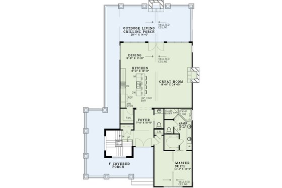Floor Plan - Main Floor for Country House Plan #17-3471 - 3 bed, 2.5 bath