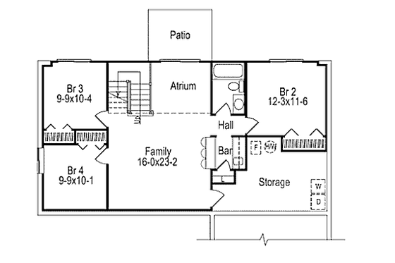 Floor Plan - Lower Floor for Ranch House Plan #57-138 - 4 bed, 2.5 bath