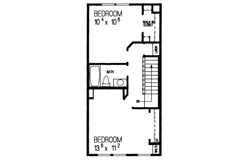 Dream House Plan - Floor Plan - Upper Floor for Traditional House Plan #72-337 - 2 bed, 1.5 bath