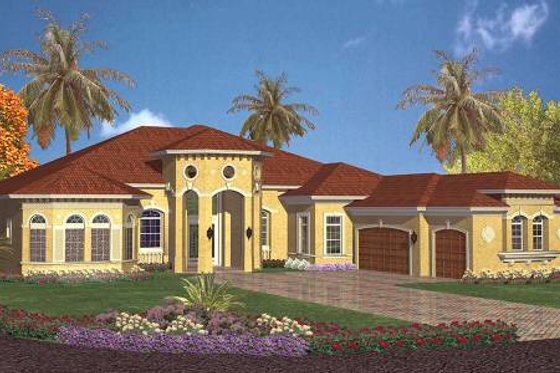 Exterior - Front Elevation for Mediterranean House Plan #420-121 - 5 bed, 4.5 bath