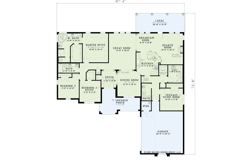 House Blueprint - Floor Plan - Main Floor for Mediterranean House Plan #17-3188 - 4 bed, 3 bath