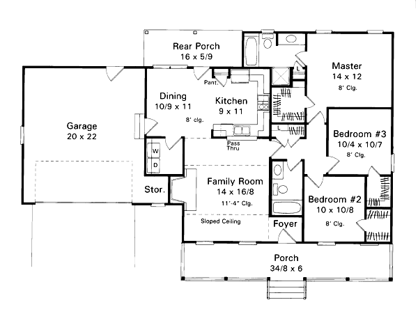House Blueprint - Country Floor Plan - Main Floor Plan #41-105