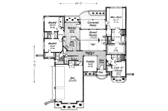 Floor Plan - Main Floor for European House Plan #310-835 - 4 bed, 2.5 bath