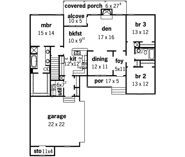 Country Floor Plan - Main Floor Plan #16-272