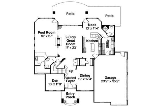 Floor Plan - Main Floor for European House Plan #124-500 - 3 bed, 3.5 bath