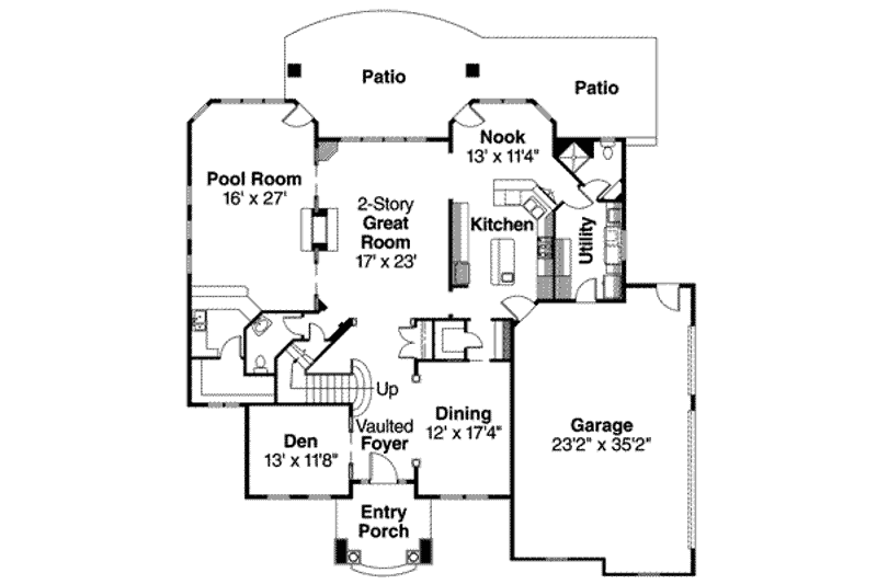 Home Plan - Floor Plan - Main Floor for European House Plan #124-500 - 3 bed, 3.5 bath