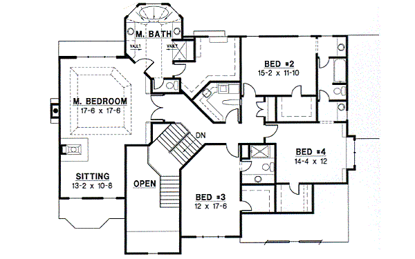 European Floor Plan - Upper Floor Plan #67-613