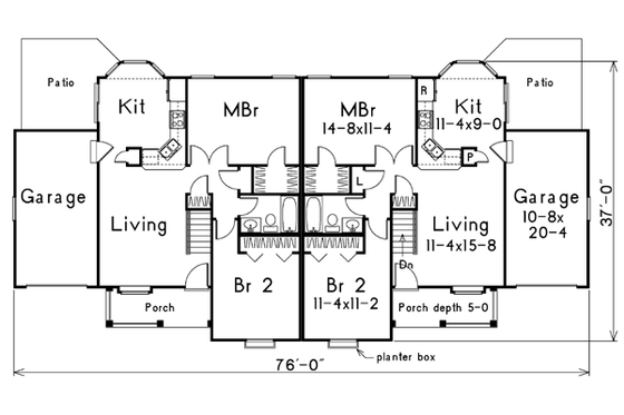 Floor Plan - Main Floor for Traditional House Plan #57-148 - 2 bed, 1 bath