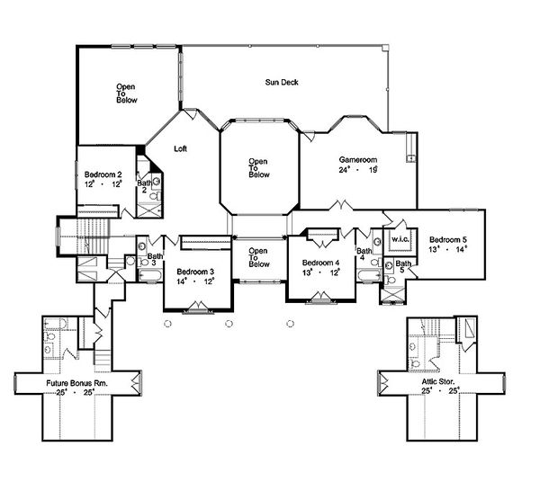 Architectural House Design - Mediterranean Floor Plan - Upper Floor Plan #417-440