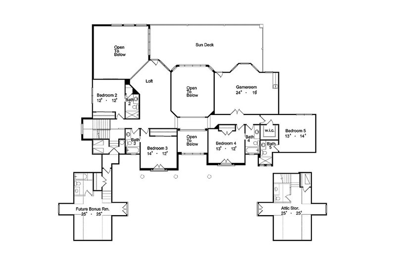 Home Plan - Floor Plan - Upper Floor for Mediterranean House Plan #417-440 - 6 bed, 6.5 bath