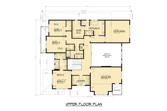 Floor Plan - Upper Floor for Modern House Plan #1066-320 - 5 bed, 4.5 bath