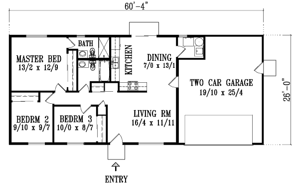 House Blueprint - Ranch Floor Plan - Main Floor Plan #1-1045