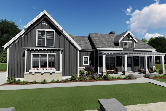 Exterior - Front Elevation 3 for Farmhouse House Plan #1069-17 - 3 bed, 2.5 bath