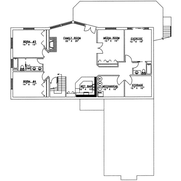 Architectural House Design - Traditional Floor Plan - Lower Floor Plan #117-237