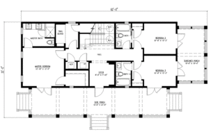 Floor Plan - Main Floor for Beach House Plan #443-4 - 3 bed, 4 bath