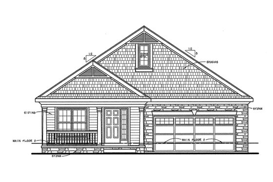 Exterior - Front Elevation 3 for Cottage House Plan #20-1207 - 2 bed, 2 bath