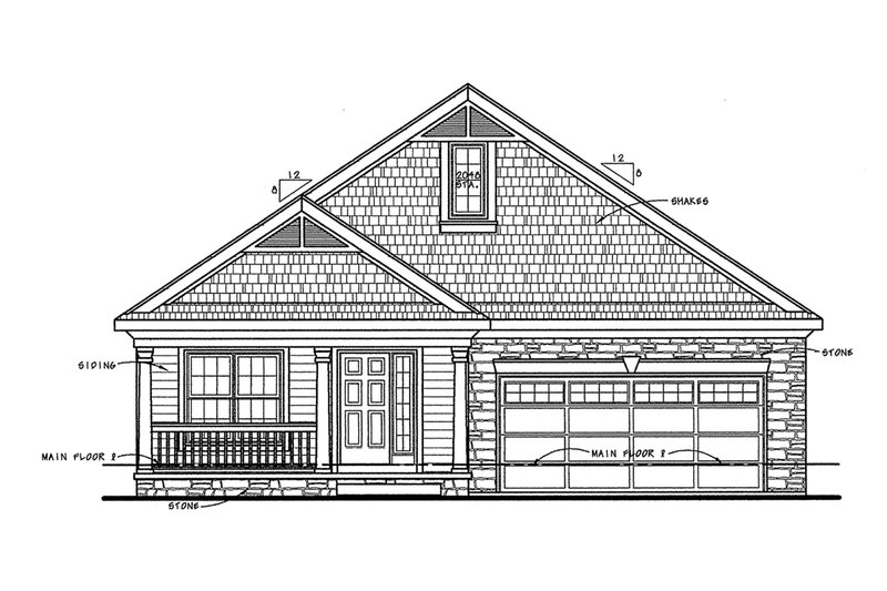 Home Plan - Exterior - Front Elevation 3 for Cottage House Plan #20-1207 - 2 bed, 2 bath
