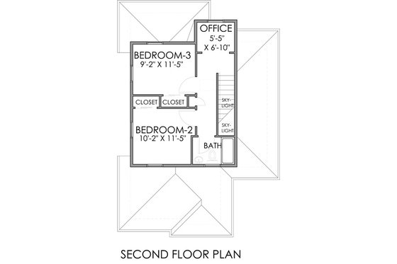 Floor Plan - Upper Floor for Craftsman House Plan #518-7 - 3 bed, 2 bath