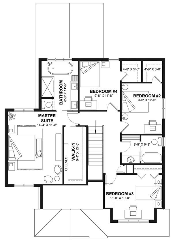 Architectural House Design - Traditional Floor Plan - Upper Floor Plan #23-231