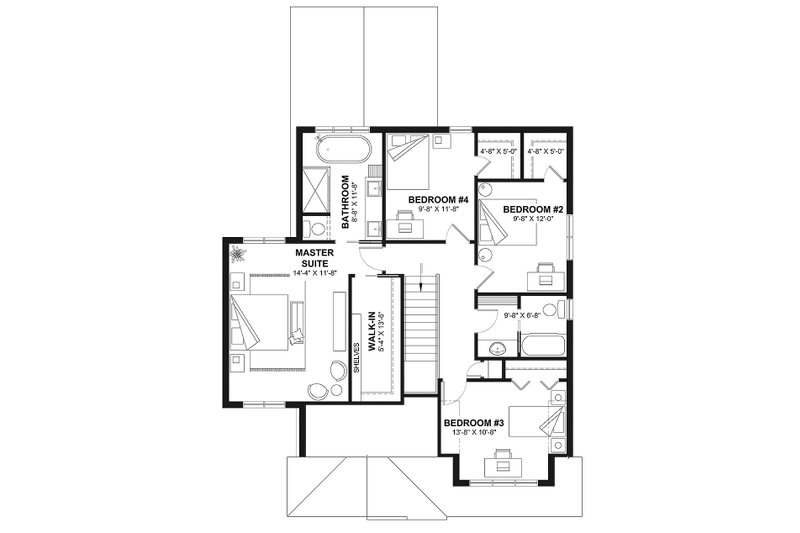 Home Plan - Floor Plan - Upper Floor for Traditional House Plan #23-231 - 3 bed, 2.5 bath